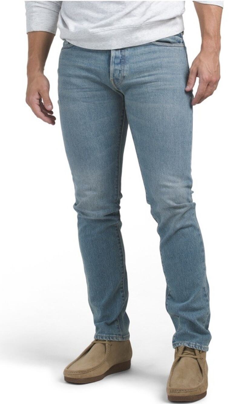 Men’s Buck Mason Maverick Slim Jeans 34x34 Light Wash Button Fly NWT $148